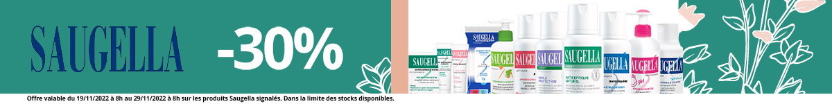 -30% sur tous les produits Saugella (hors gamme Saugella Cotton Touch)