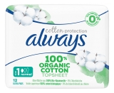 Always Cotton Protection 12 Serviettes Hygiéniques Taille 1