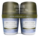Sanoflore 24H Coton Déodorant Fraîcheur Anti-Traces Roll-On Bio Lot de 2 x 50 ml