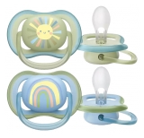 Avent Ultra Air 2 Sucettes Orthodontiques Silicone avec Motif 0-6 Mois