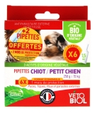 Vétobiol Pipettes Chiot Petit Chien 250 g à 15 kg Bio 6 Pipettes + 2 Pipettes Offertes