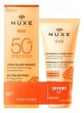 Nuxe Sun Crème Solaire Fondante Visage SPF50 50 ml + Lait Fraîcheur Après-Soleil Visage et Corps 50 ml Offert