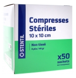 Stentil Compresses Stériles Non Tissées 10 x 10 cm 50 Sachets de 2 Compresses