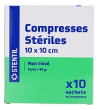 Stentil Sterile Ungewebte Kompressen 10 Beutel 2 Kompressen 10 x 10 cm