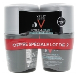 Vichy Homme Déodorant Invisible Resist Dermo-Détranspirant 72H Roll-On Lot de 2 x 50 ml