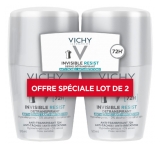 Vichy Desodorante Invisible Resist Dermo-Desodorante 72H Roll-On Pack de 2 x 50 ml