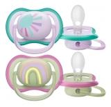 Avent Ultra Air 2 Sucettes Orthodontiques Silicone avec Motif 0-6 Mois