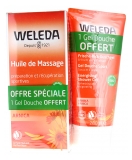Weleda Arnica Hierontaöljy 200 ml + Arnica Urheilusuihkugeeli 200 ml