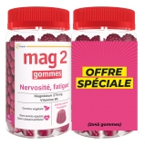 Mag 2 Nervosismo Affaticamento Gomme al Lampone Confezione da 2 x 45 Gomme