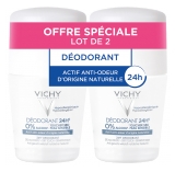 Vichy Déodorant 24H Toucher Sec Peau Sensible Roll-On Lot de 2 x 50 ml