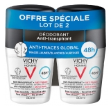 Vichy Homme Deodorantti Antiperspirantti 48H Jälkiä Estävä Roll-On 2 x 50 ml pakkaus