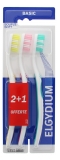 Elgydium Basic Brosse à Dents Souple Lot de 2 + 1 Offerte