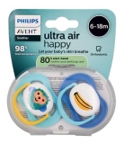 Ultra Air Happy 2 Chupetes 6-18 Meses