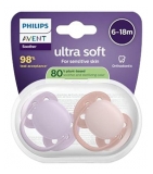 Avent Ultra Soft 2 Silicone Orthodontic Soothers 6-18 Months