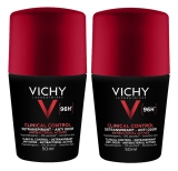 Vichy Homme Clinical Control Déodorant Détranspirant Anti-Odeur 96H Roll-On Lot de 2 x 50 ml