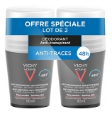 Vichy Homme Deodorante Anti-Transpirant Anti-Irritazione 48H Roll-On Lotto di 2 x 50 ml