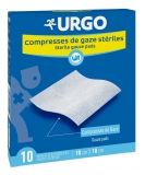 Urgo Compresas de Gasa Esterilizadas 10 cm x 10 cm 10 Sobres de 2 Compresas