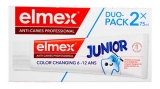 Elmex Junior pretkariesa profesionālā krāsu mainošā zobu pasta, komplekts 2 x 75 ml