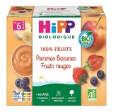 HiPP 100% Ovoce Jablka Banány Červené ovoce od 6 měsíců Bio 4 kelímky (spotřebujte nejlépe do 08/10/2026)