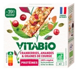 Vitabio Cranberries Amandes & Graines de Courge Protéines Bio 3 Barres (à consommer de préférence avant le 28/11/2026)