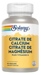 Solaray Citrato di Calcio Citrato di Magnesio 90 Capsule Vegetali di Vitamina D