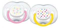 Avent 2 Sucettes Orthodontiques Silicone Free Flow Tendance 6-18 Mois