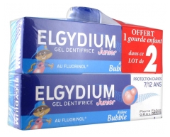 Elgydium Toothpaste Gel Junior Decay Protection 7/12 Years Old Bubble Aroma 2 x 50ml + Flask Free