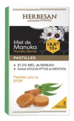 Herbesan Miel de Manuka Pastilles Miel Eucalyptus IAA 10+ 8 Pastilles (à consommer de préférence avant 03/2020)