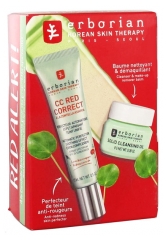 Erborian CC Red Correct à la Centella Asiatica 15 ml + Solid Cleansing Oil Baume 2-en-1 Nettoyant et Démaquillant Visage 8 g