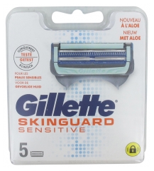 Gillette Skinguard Sensitive Recharge de 5 Lames à l'Aloe