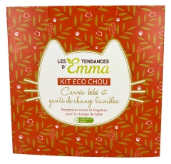 Les Tendances d'Emma Collection Eco Chou Kit Baby Squares and Changing Gloves Eucalyptus Two-Sided