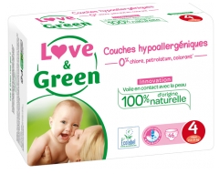Love & Green Couches Hypoallergéniques 46 Couches Taille 4 (7-14 kg)
