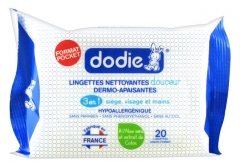 Dodie Lingettes Nettoyantes Douceur Dermo-Apaisantes 20 Lingettes