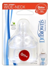 Dr Brown's 2 Large Neck Silicone Teats 0 Months +