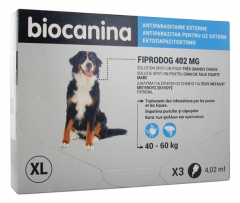 Biocanina Fiprodog 402 mg Solution Spot-On Très Grands Chiens 3 Pipettes de 4,02 ml