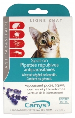 Canys Spot-On Pipettes Répulsives Antiparasitaires Chat 3 Pipettes
