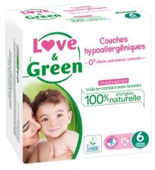 Love & Green Hipolaergeni&scaron;kos sauskelnės 34 vnt. 6 dydis (+15 kg)