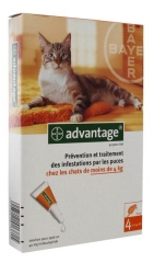 Bayer Advantage 40 Antifleas Solution for Cats Under 4kg 4x0.4ml 4 Pipettes