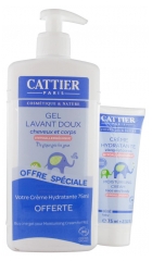 Cattier Bébé Gel Lavant Doux Hypoallergénique 500 ml + Crème Hydratante 75 ml Offerte