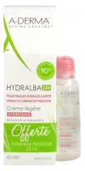 A-DERMA Hydralba 24H Crème Hydratante Légère 40 ml + Sensifluid Eau Micellaire Démaquillante 25 ml Offerte