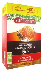 Superdiet Miel d'Acacia Propolis Pollen Bio 20 Ampoules + 10 Ampoules Offertes
