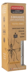 5 Bougies Anti-Moustiques Toutes Zones Parfum Vanille/Monoï
