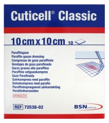 Essity Cuticell Classic 10 Tamponi di Garza di Paraffina 10 cm x 10 cm