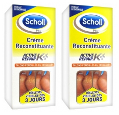 Scholl Crème Reconstituante pour Talons Fendillés ou Crevassés Active Repair K+ Lot de 2 x 120 ml