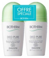 Déo Pure Natural Protect Déodorant Soin 24H Roll-On Lot de 2 x 75 ml