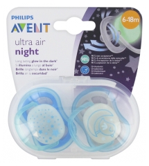 Avent 2 Sucettes Ultra Air Night 6-18 Mois