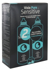 Visio Pure Sensitive Solution Tout-en-Un pour Lentilles Souples et Silicone Hydrogel Lot de 2 x 100 ml