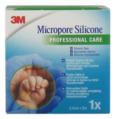 3M Microporo Silicona Esparadrapo de Cuidado Profesional 2.5 cm x 5 m