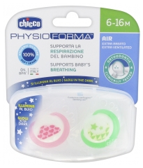 Chicco Physio Forma Air 2 Phosphorescent Silicone Soothers 6-16 Months