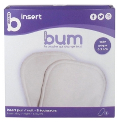 Bum diapers Insert jour/nuit 5 Épaisseurs Taille Unique 0 à 3 ans